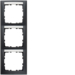 10139969 Cornice tripla per montaggio verticale con campo di scrittura,  BERKER S.1, antracite opaco