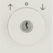 10818982 Pezzo centrale con serratura e funzione di scatto pulsante per commutatore per veneziane Chiave estraibile in posizione 0, BERKER S.1/B.3/B.7, bianco lucido