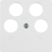 14841909 Mascherina centrale per presa TV quadrupla (Ankaro) Sistema di mascherine centrali,  bianco polare opaco/velluto