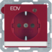 41106015 Presa SCHUKO con LED di controllo e stampa "EDV" con campo di scrittura,  protezione elevata contro i contatti,  Morsetti a sollevamento a vite,  Berker Q.1/Q.3/Q.7/Q.9, rosso velluto